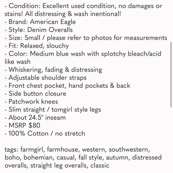 American Eagle Denim Overalls Blue Destroyed Wash Patchwork Women Small Relaxed - Picture 13 of 13